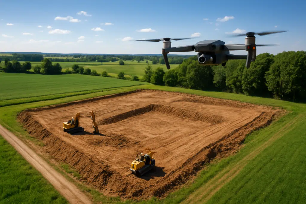 Relevé par drone d'un terrain constructible pour étude topographique et analyse foncière